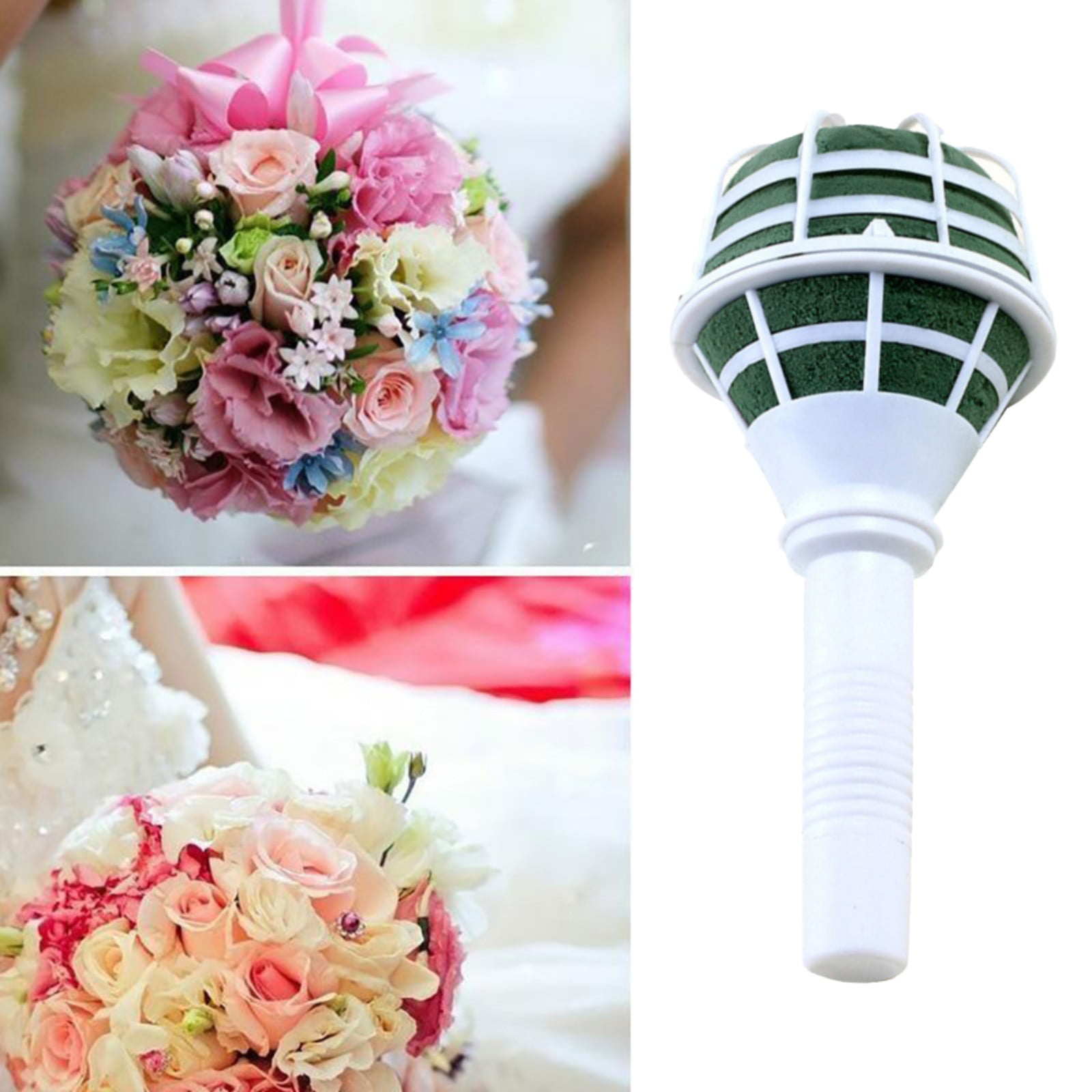 1 Piece Bouquet Holder, DIY Wedding Foam Floral Handle for Fresh and Artificial Bouquets, Bridal Decoration, White, 3.34 × 7.08 inches — image 5