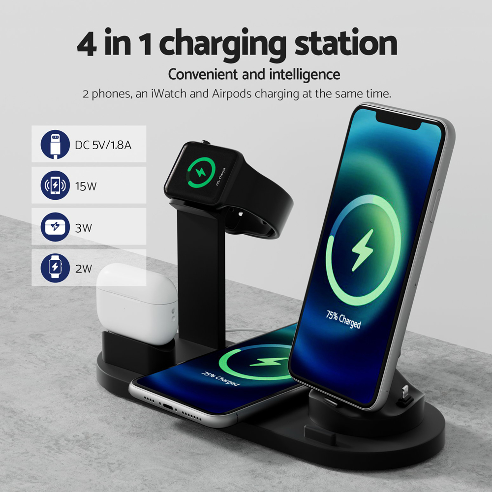 Devanti 4 in 1 Wireless Charger Multi-function Station for Phone Airpod iWatch 15W โ image 4