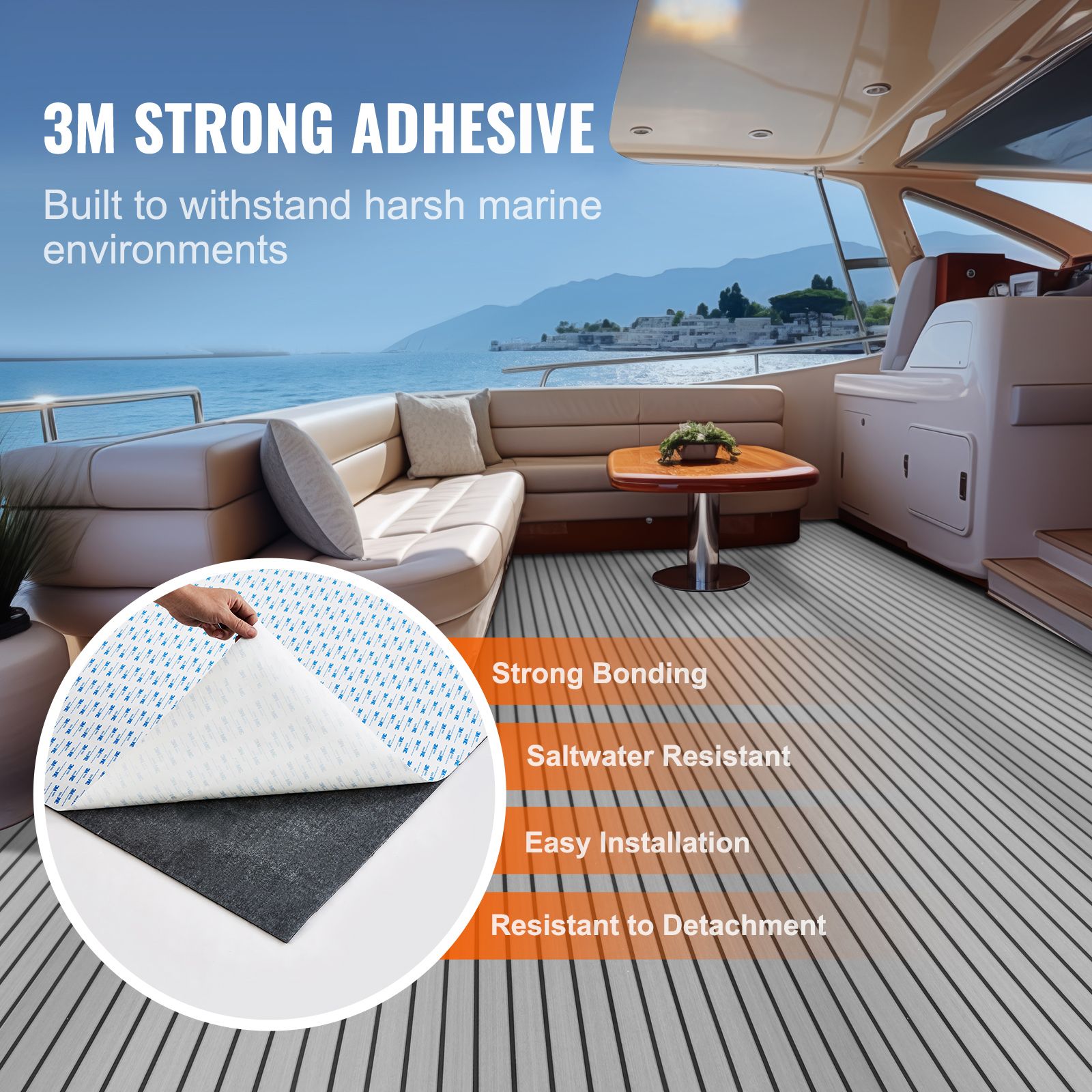 Boat Flooring, EVA Foam Boat Decking 94.5" x 35.4", Non-Slip Self-Adhesive Flooring, 23.2 sq.ft Marine Carpet for Boats, Yacht, Pontoon, Kayak Decking โ image 3