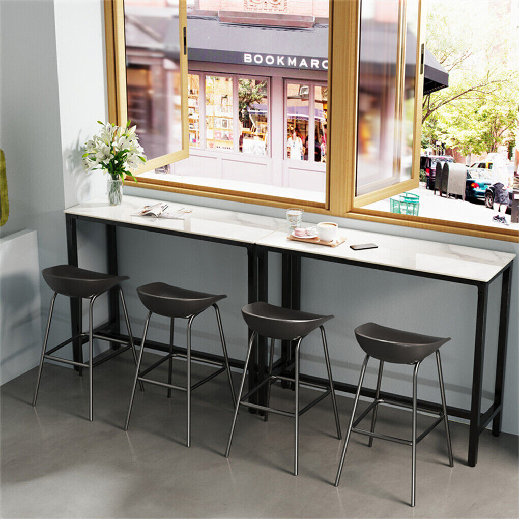 Xxl Marble Kitchen Bar Table Counter Breakfast Dining Table W/ Thicken Metal Leg — image 5