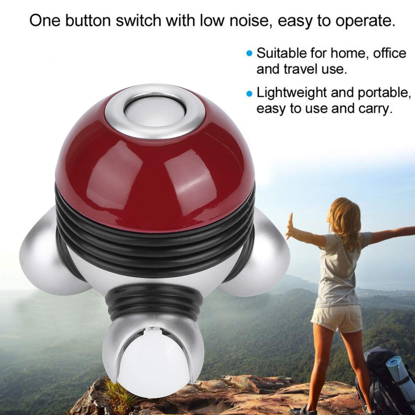 Mini Portable Hand Held Body Vibrating Massager Electric Full Body Massager with LED Light Battery Operated Vibration Massage(Red) โ image 5