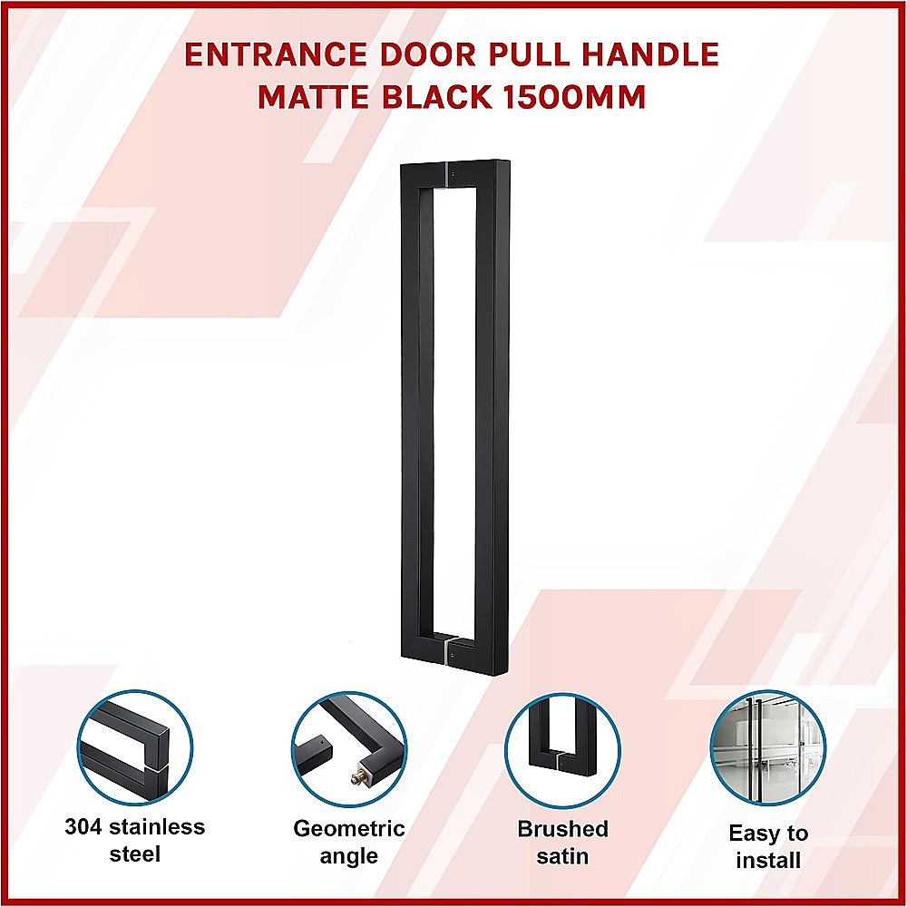 Entrance Door Pull Handle Matte Black 1500mm โ image 3