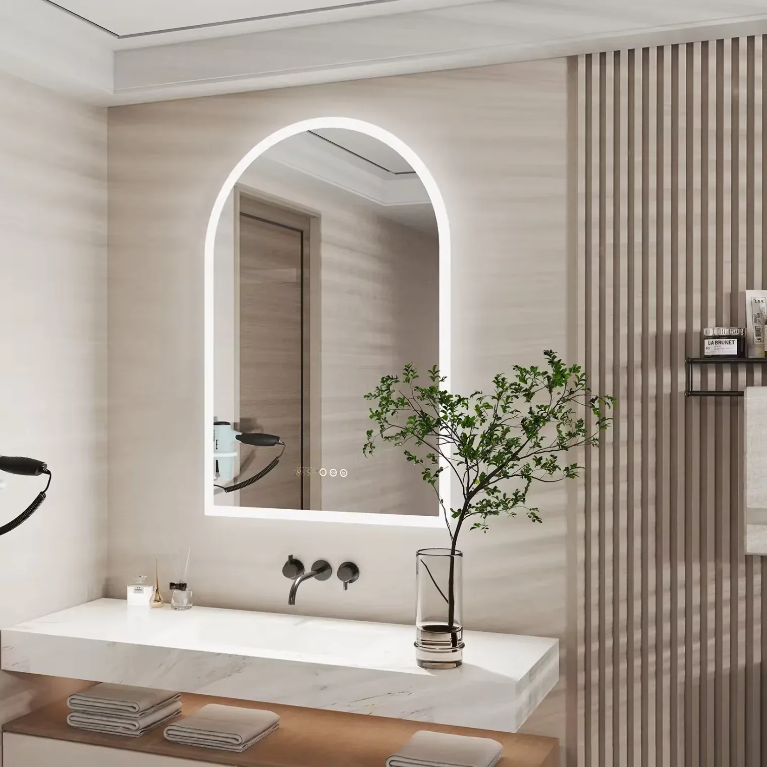 Interior Ave - 90 × 60cm Arched LED Bathroom Mirror — image 3