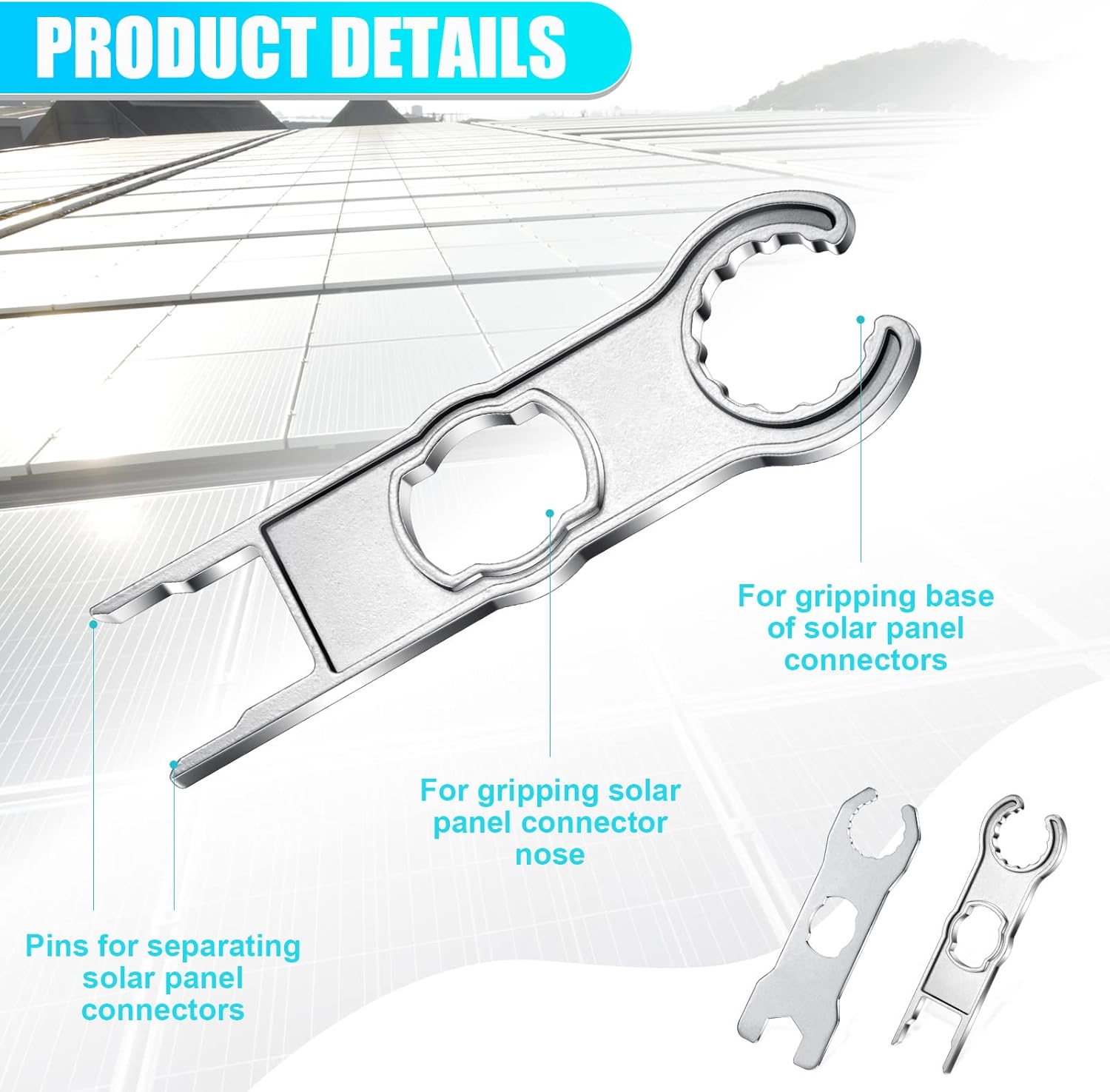 Landhoow 6 Pcs Solar Panel Connector Tool Solar Metal Spanner Wrench Solar PV Disconnect Removal Tools Crimping Tool for Solar Panel Cable PV System Wire and — image 6