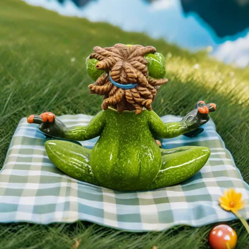 Zen Frog Meditation Figurine - Peaceful Yoga Frog Statue — image 3