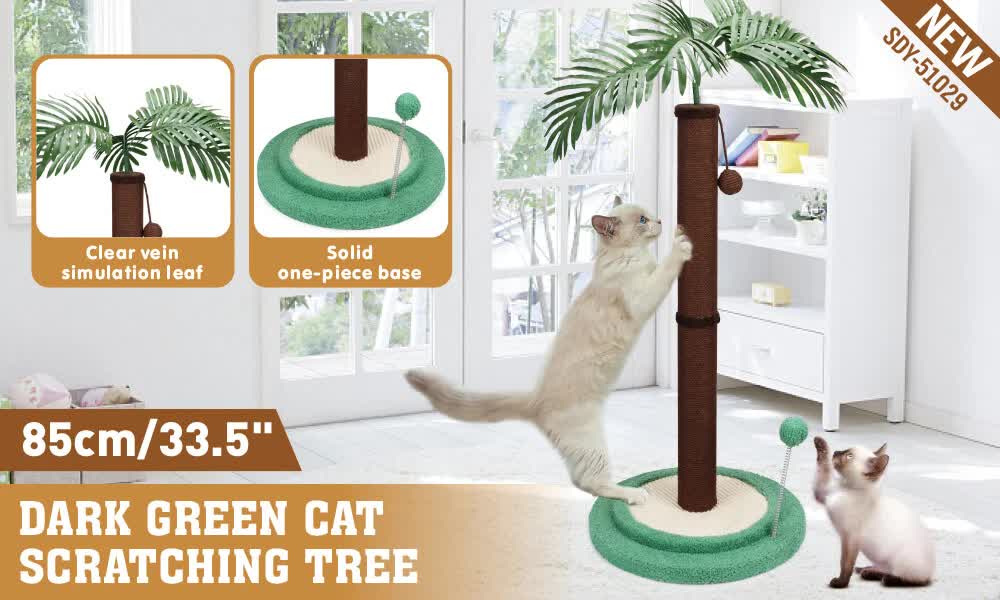 VaKa Cat Tree Scratching Post Large Palm Tree Cat Post Dangling Balls Cat Toy — image 2