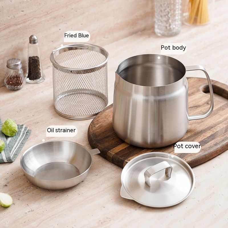 Stainless Steel Oil Filter Pot,Kitchen Stainless Steel Oil Strainer Pot Grease Container Jug Storage Can Filter, Tea Pot Kettle — image 4