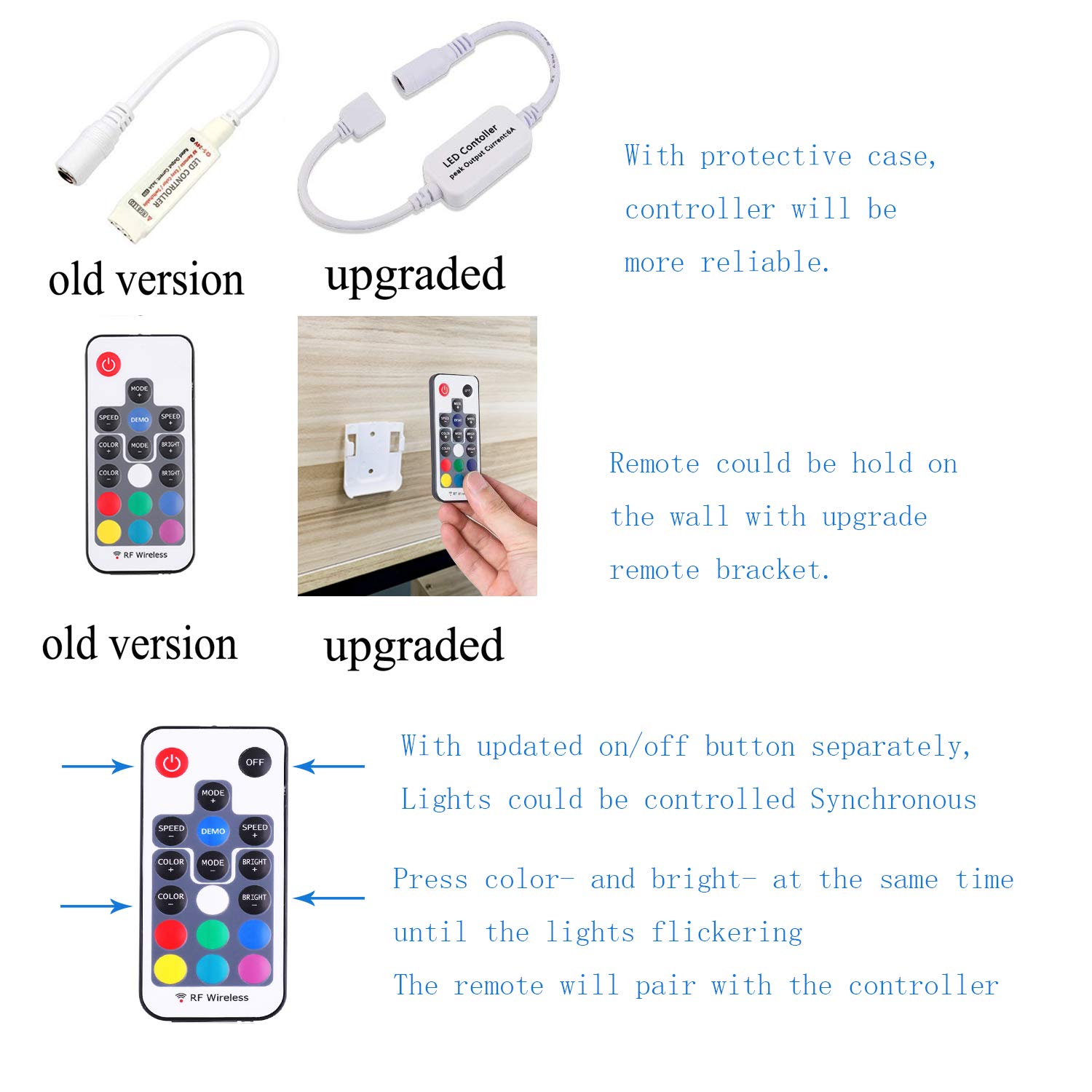 Mini Remote Controller for RGB Color LED Strip Lights, RF Dimmer for 12V DC LED Ribbon, LED Neon Sign, Wireless Remote Control for Dimmable 3528 5050 Under — image 5
