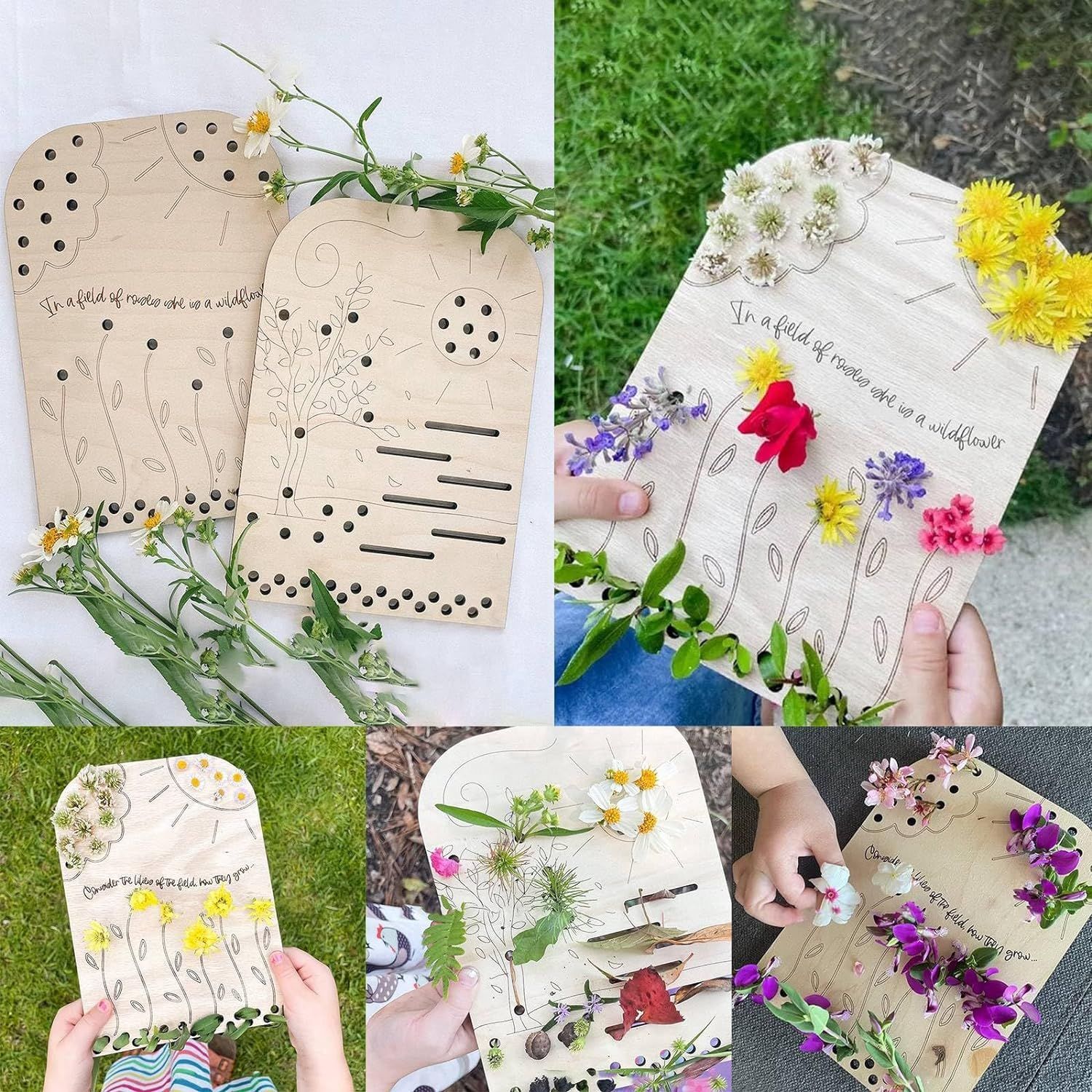 Flower Leaf Collector Boards DIY Flower Wood Boards Wooden Collection Board Decor Creative Crafting Supplies for Outdoor Nature