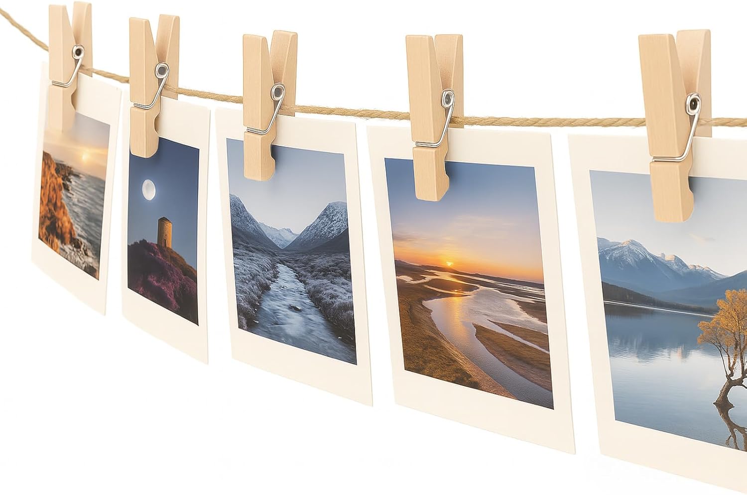 Mini Clothespins Wooden - Small Clothes Pins for Crafts 1.4 Inch,50 Pcs Natural Clothespins Clips with Jute String for Hanging Pictures,Photo Displays,Baby โ image 5