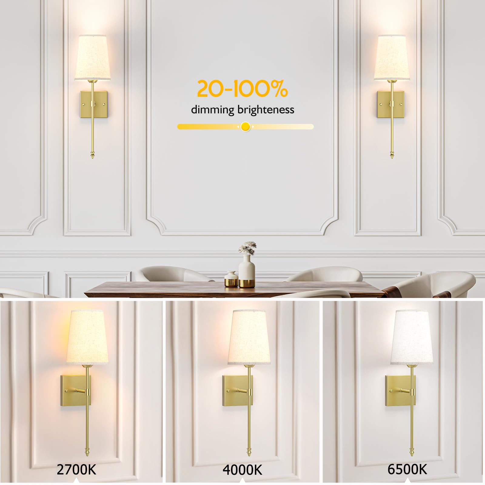 Battery Operated Wall Sconce, 5000mAh Rechargeable Dimmable RGB Wall Sconce Set of 2 with Remote, 3 Color Temperature Indoor Battery Powered Wall Lamp Light โ image 5