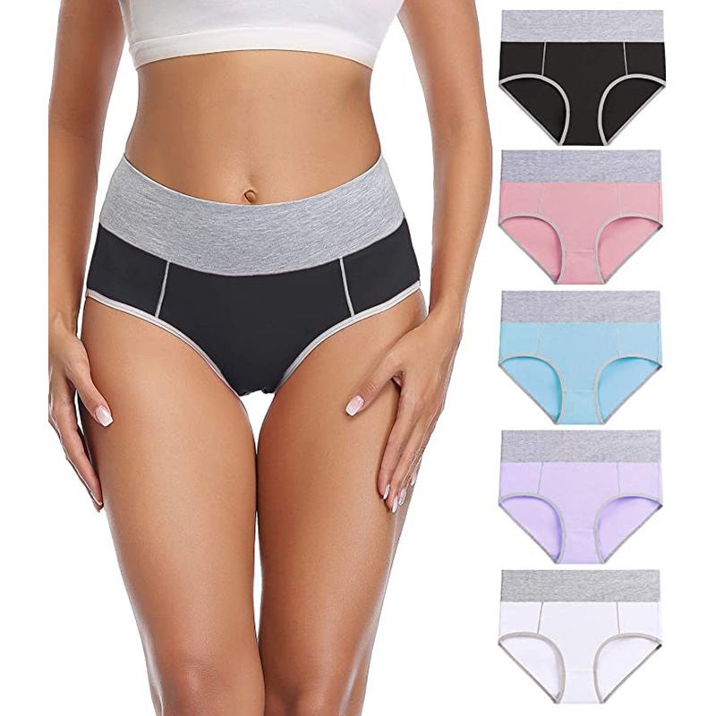 Plus Size Sport Yoga Panties 5-Pack Mixed Colors - Seamless Breathable Cotton High Waist Brief for Women - Workout Athletic Underwear for Daily Comfort - Size