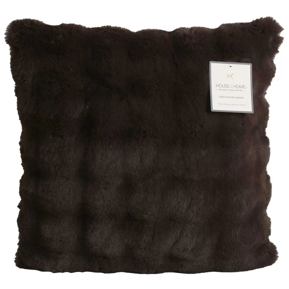 Luxe faux fur cushion 55 × 55cm dark brown — image 2