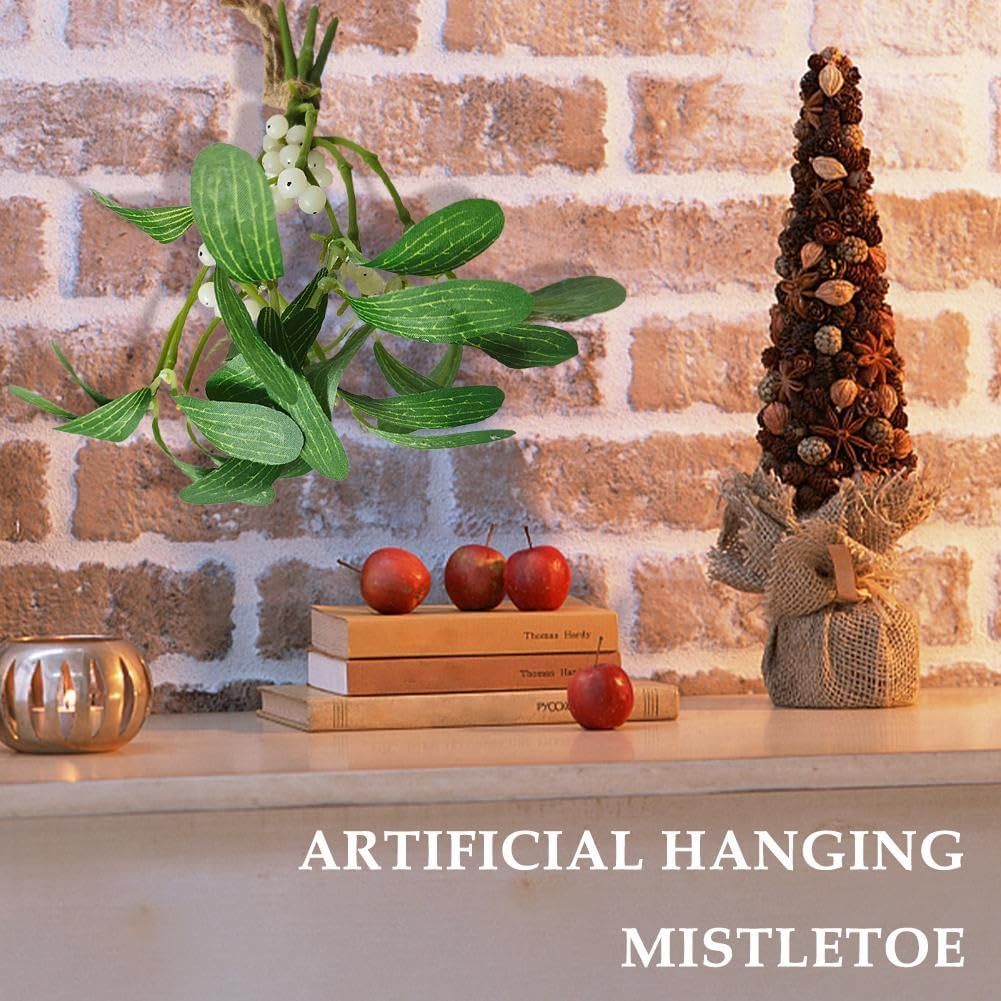 4Pcs Mistletoe Picks,Mistletoe Decoration with Red Berries, Artificial Mistletoe Floral Stems, Mistletoe Hanging Ornament — image 4