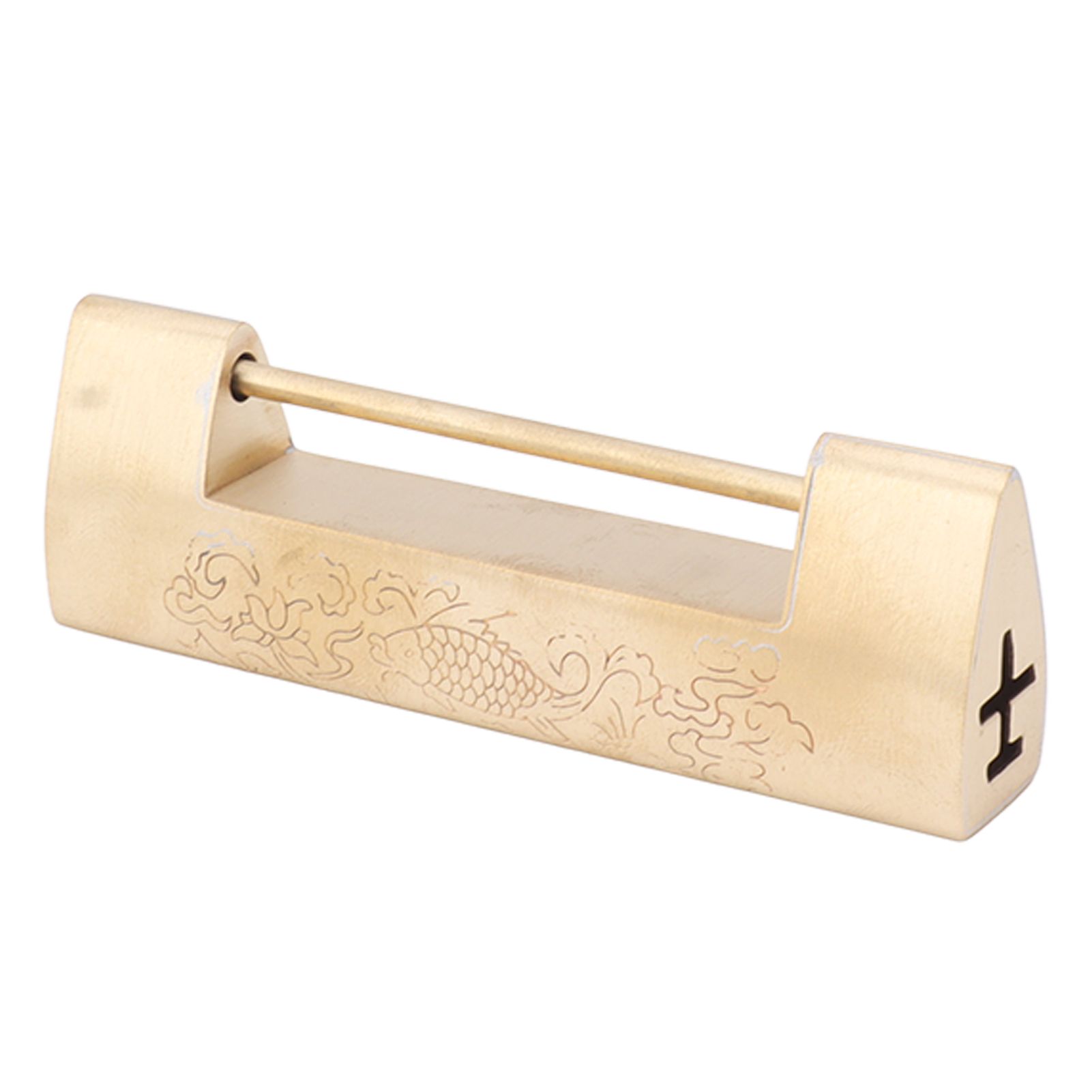 Antique Style Lock Spacing 5.9cm Auspicious Fish Lock Chinese Locks Small Brass Locks Antique Padlock Brass Color โ image 2