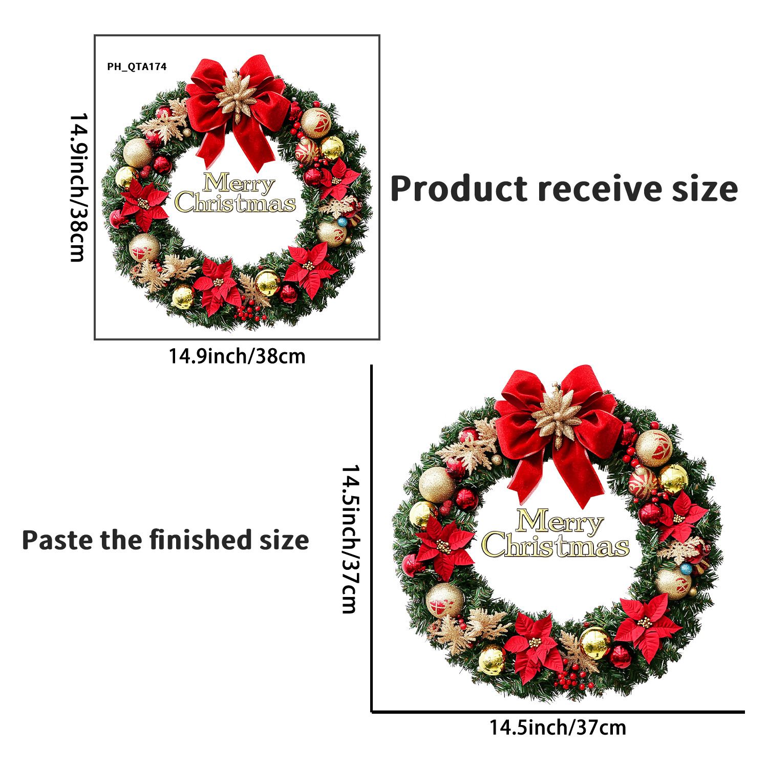 Christmas wreath, bows, Christmas balls, poinsettias, holiday decoration, outdoor decor, indoor decor, Australian Christmas, festive wreath, front door — image 6