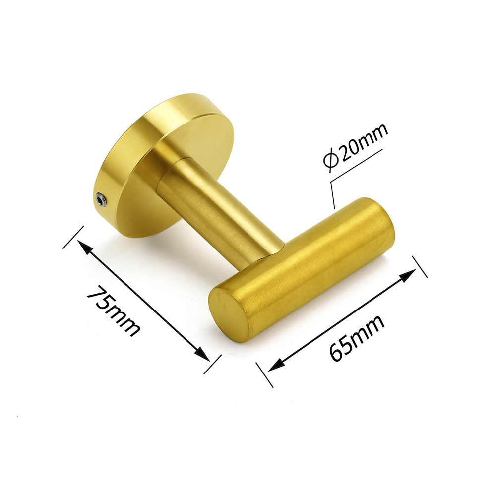 Brushed Gold Robe Hook Hanger Organizer Bathroom Stainless Steel Wall Mounted — image 2