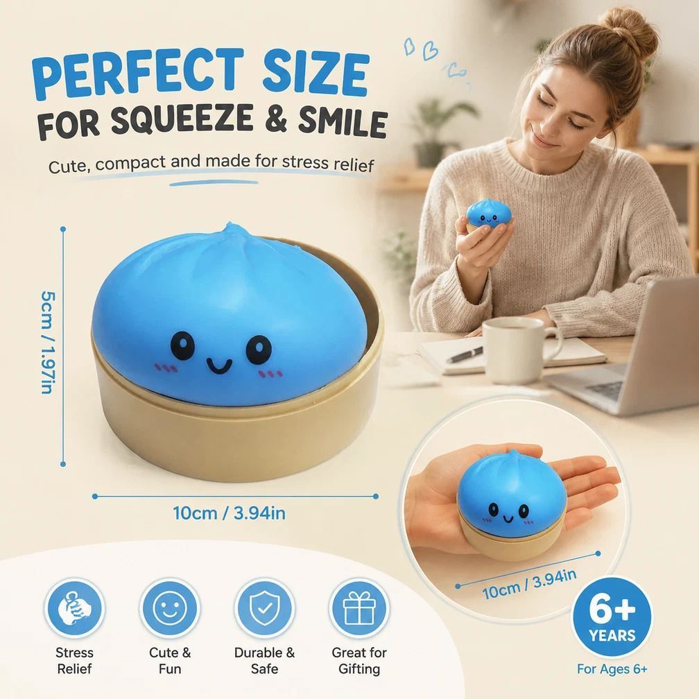 Stress Relief Giant Bun Squishy Glitter White 2 Pack, Festival Souvenir Pack — image 3