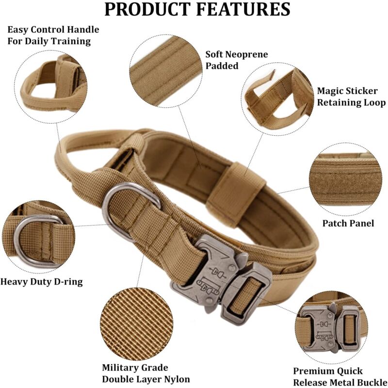 Tactical Dog Collar - Military Dog Collar With Control Handle, Adjustable Nylon Padded Dog Collar For Medium Large Dogs — image 4
