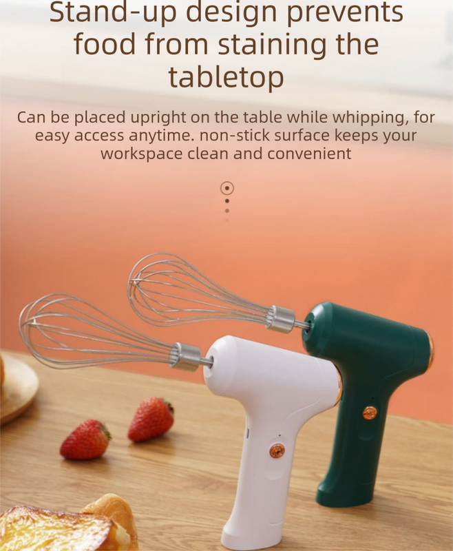 Compact Electric Handheld Egg Whisk Multi-Function Automatic Cream Whipper and Food Mixer J-7 White Single Head 1-Speed โ image 3
