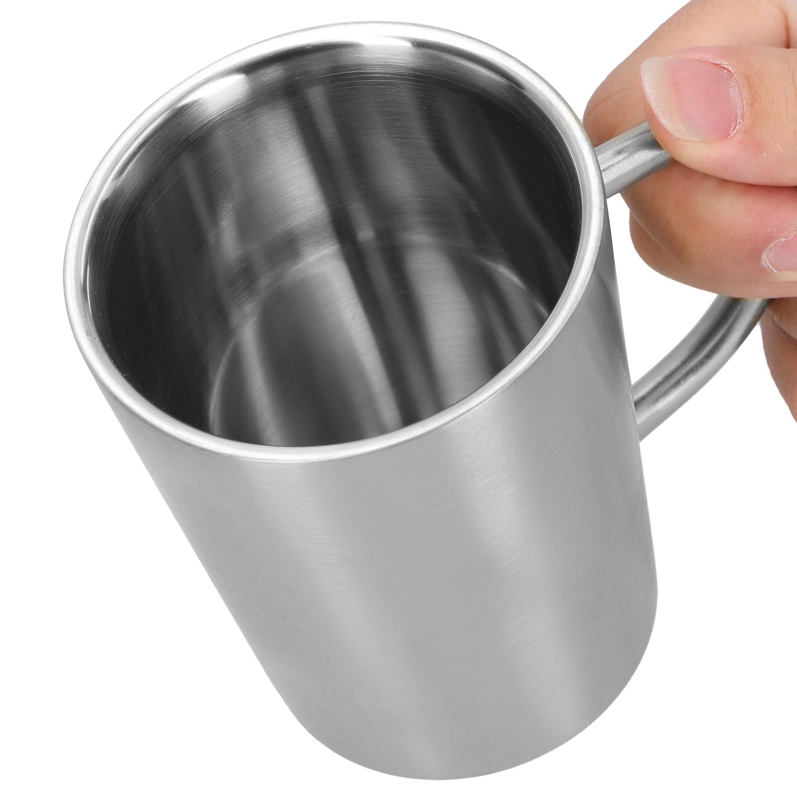 340ml 304 Stainless Steel Beer Mug Coffee Water Cup with Handgrip Double Wall DrinkwareStainless Steel Color — image 6