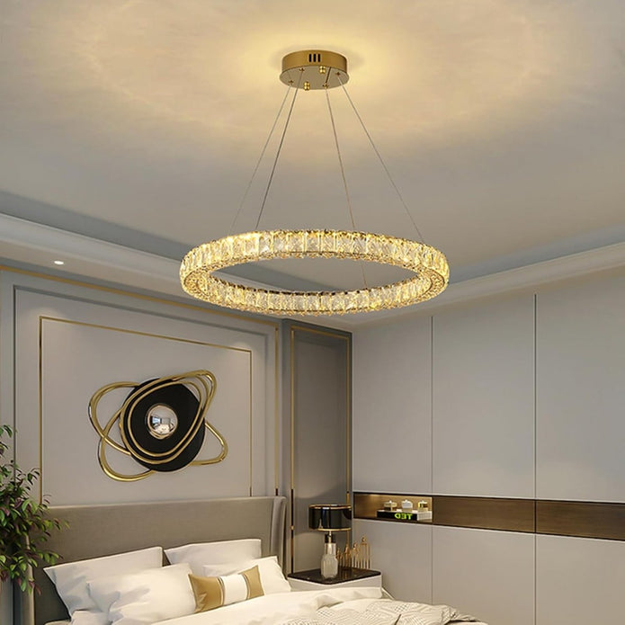 BAMDECOR C3313/1 Modern Crystal Chandeliers Lighting Fixtures Contemporary Round Chandelier Lighting Fixtures Crystal Pendant Ceiling Lights(Gold) — image 3