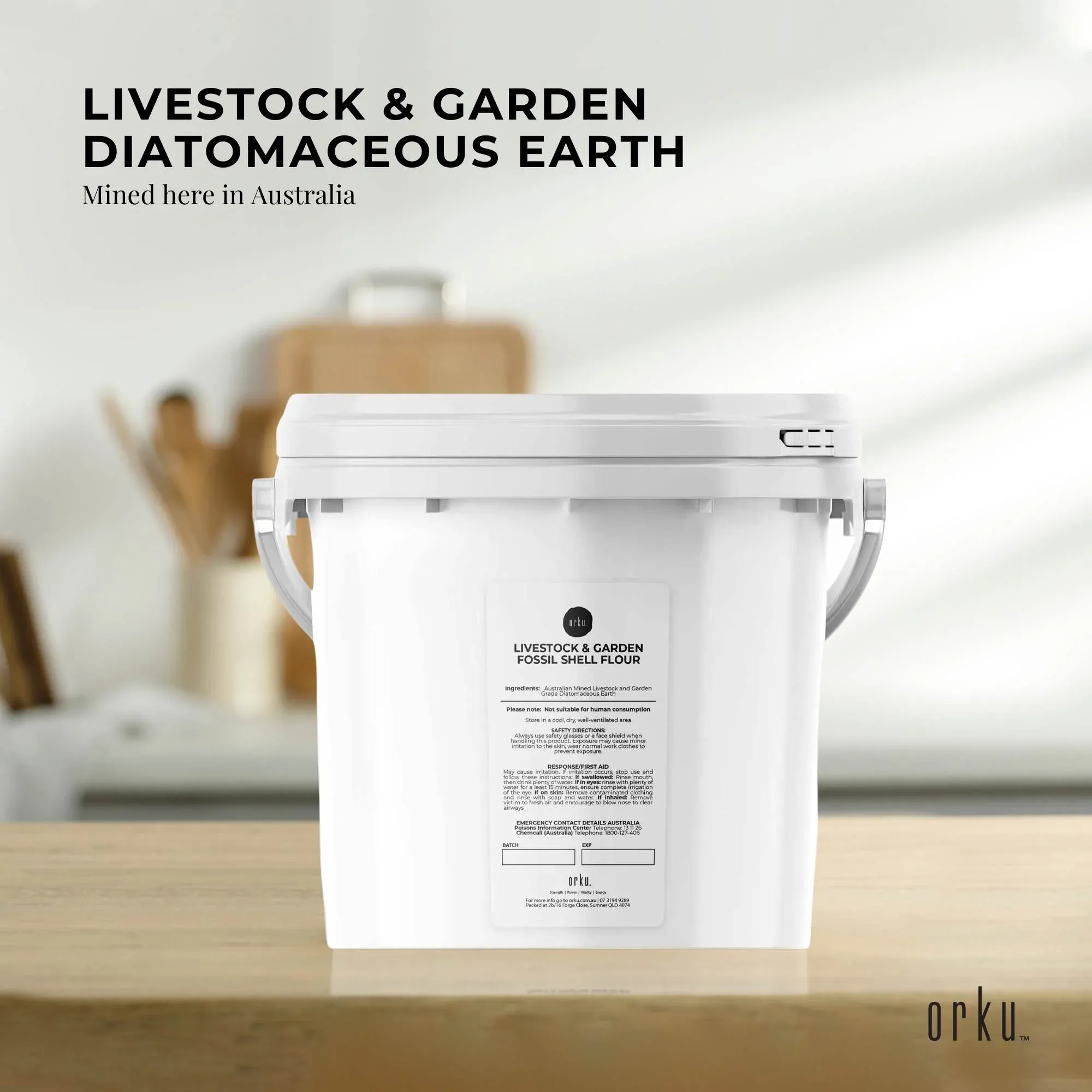 Orku 3Kg Fossil Shell Flour Tub - Livestock Garden Diatomaceous Earth ā image 2