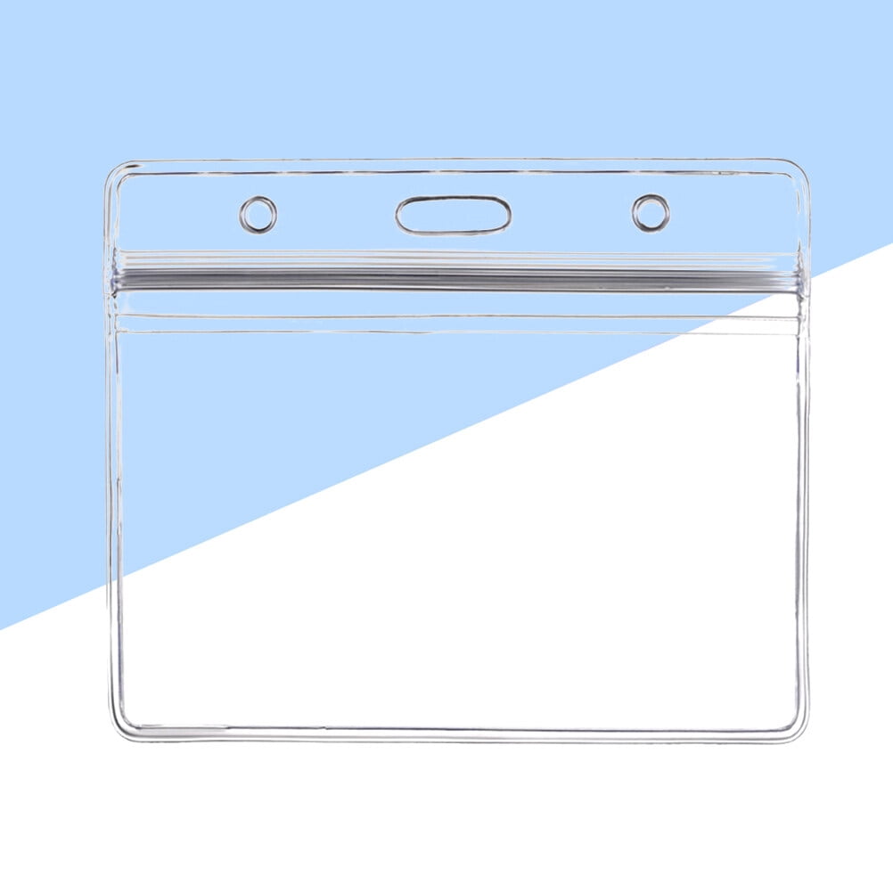 10pcs Transparent Waterproof Business ID Badge Holder for Office School (Horizontal Pattern) 10pcs Transparent โ image 2