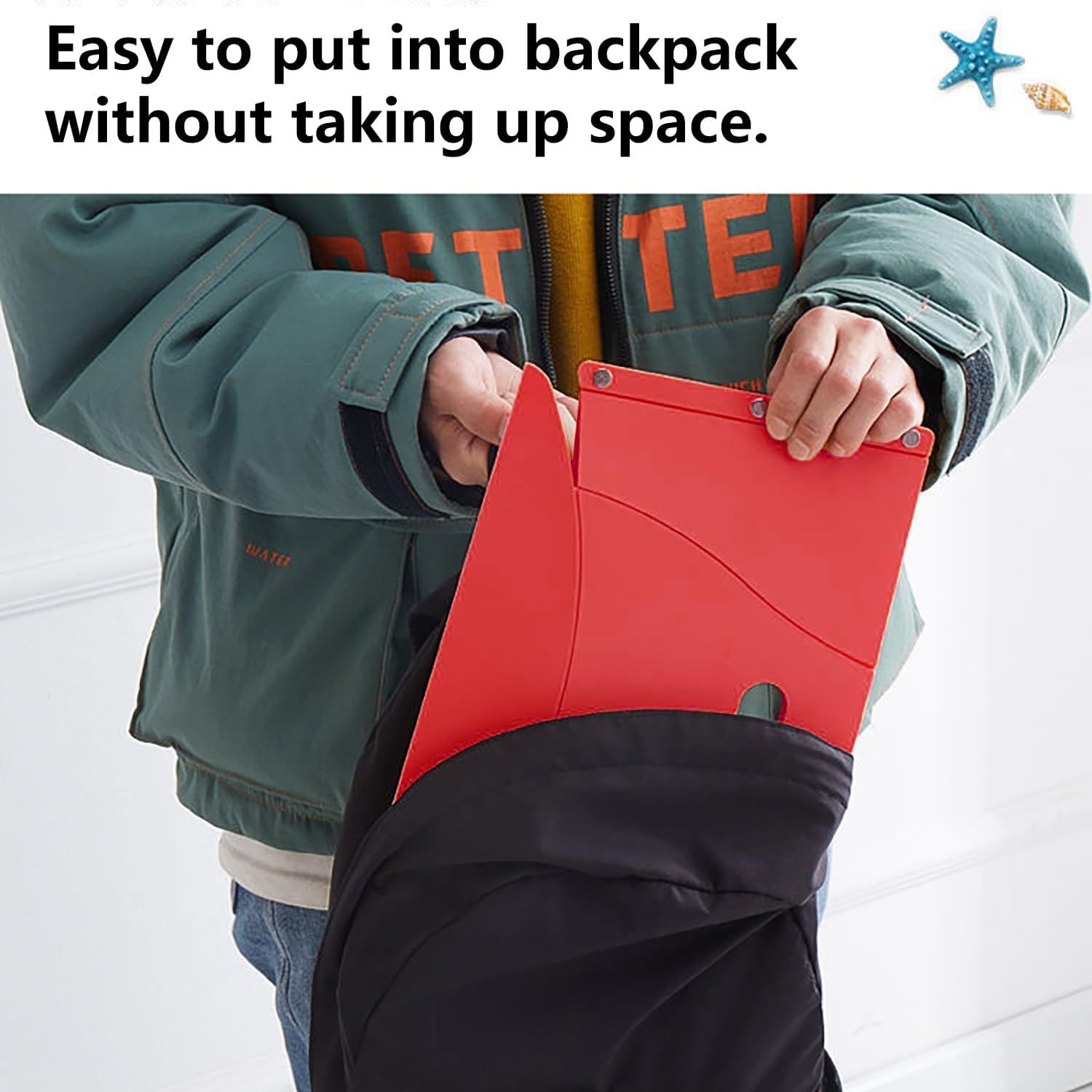 Portable Folding Plastic Camping Stool, Ultra Thin Outdoor Seat and Shopping Basket for Hiking, Fishing, Picnics, Travel and Beach Use, Red โ image 6