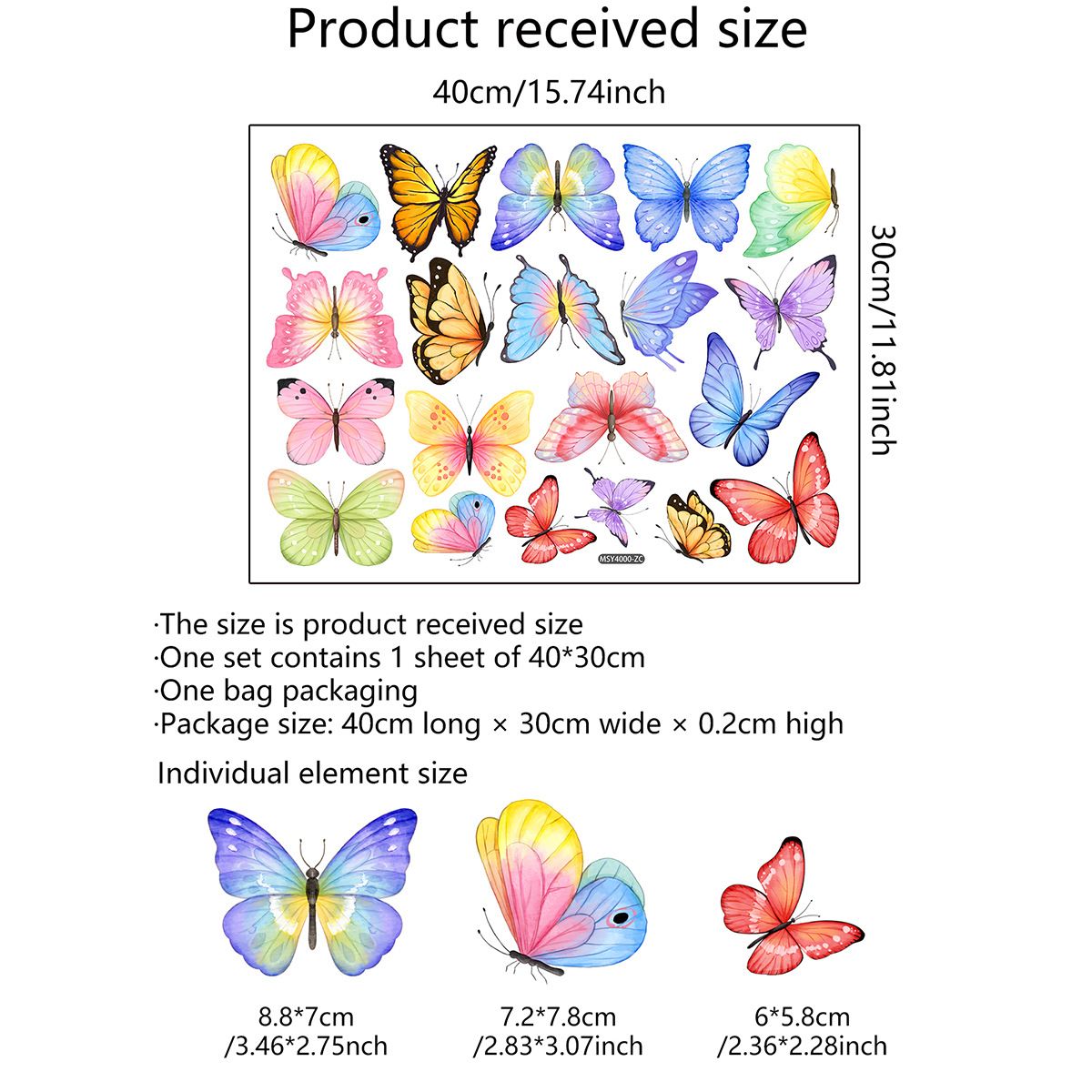 Fresh Watercolor Butterfly Wall Stickers Living Room Bedroom Background Wall Decals Children's Bedroom Children's Room โ image 5