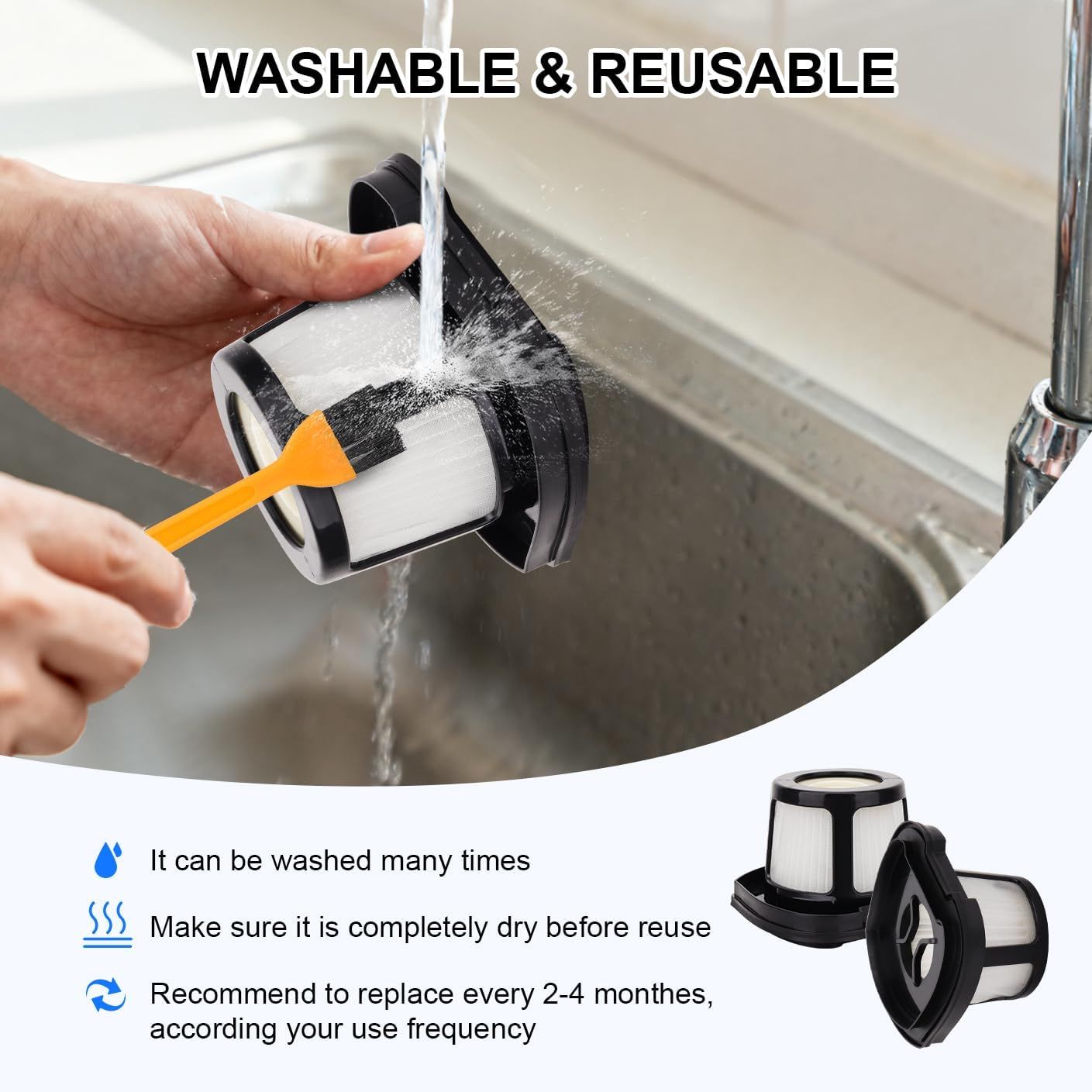 Hepa ilter Replacement Compatible with Bissell Pet Hair Eraser Hand Vacuum 2390A, 2284W, 2390, 2579, 2389, Part # 1614212 1614203 1614204-4 Mesh ilters and 6 โ image 5