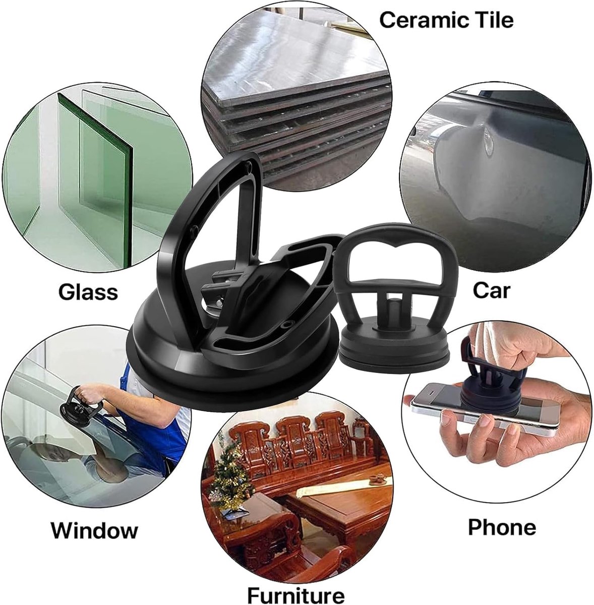 Mini Car Dent Remover - 3 Pieces - Dent Removal Station - Suction Cup - Glass Carrier - 5.8cm - Car Dent Puller - Mini Car Dent Puller - Black — image 5