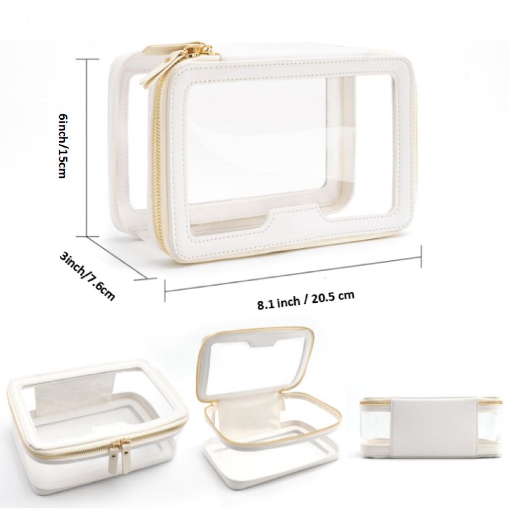 Clear Makeup Case Toiletry Bag Multipurpose Travel Makeup Train Case Portable Cosmetic Organizer Transparent Storage Bag(White) โ image 5