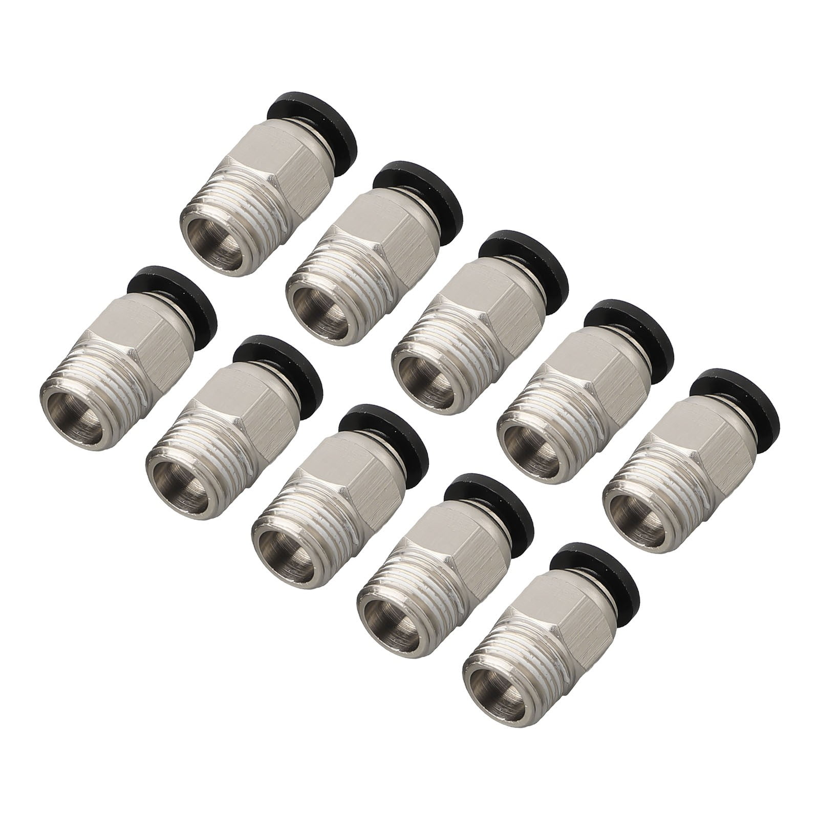 10Pcs Pc4-M10 External Thread Straight Pneumatic Connector Stainless Steel Ptfe Tube Push In Quick Fitting Connectors Extruders Smile Home — image 3