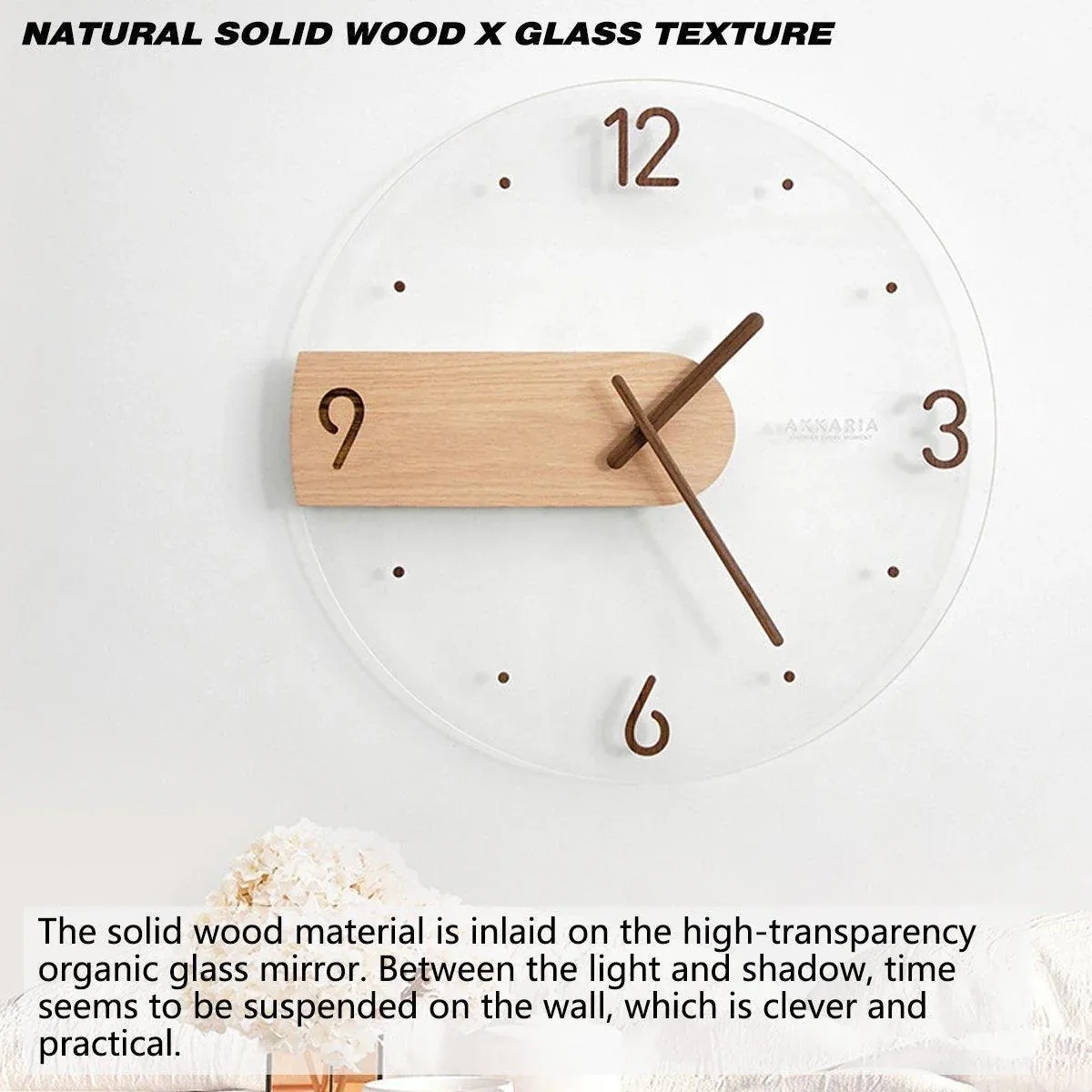 Modern Solid Wood Wall Clock Decorative Home Clock for Living Room Bedroom — image 5