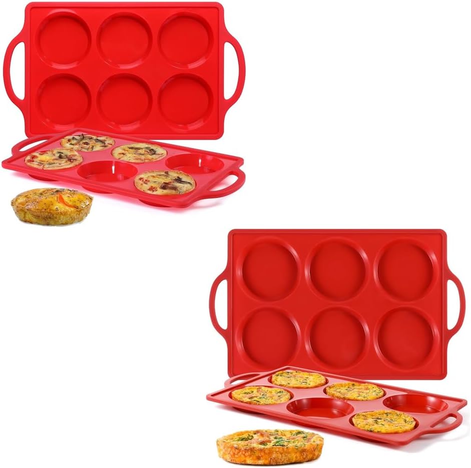 Silicone Muffin Top Pan & Metal Frame Round Egg Baking Pan