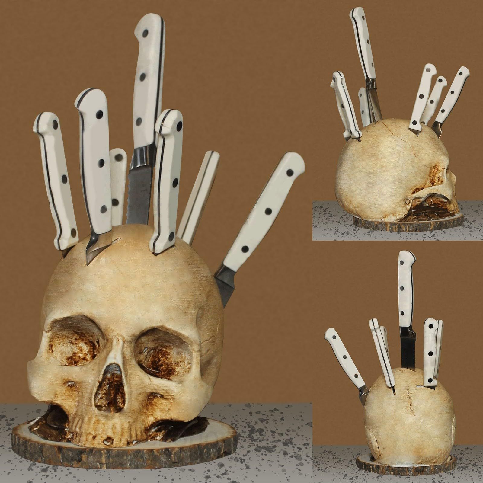 Skull Knife Holder For Kitchen Storage, Skull Decor Horror Kitchen Storage Knife Rack Kitchen Fruit Storage Rack, (Resin) — image 3