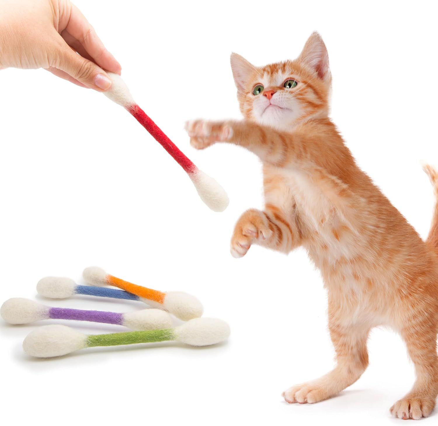 12 Pack White Cotton Swab Stick Cat Toys with Catnip - Durable for Chew, 15cm Soft Plush Teaser Kitty Toy Gift for Boredom Anxiety Exercise Play โ image 2