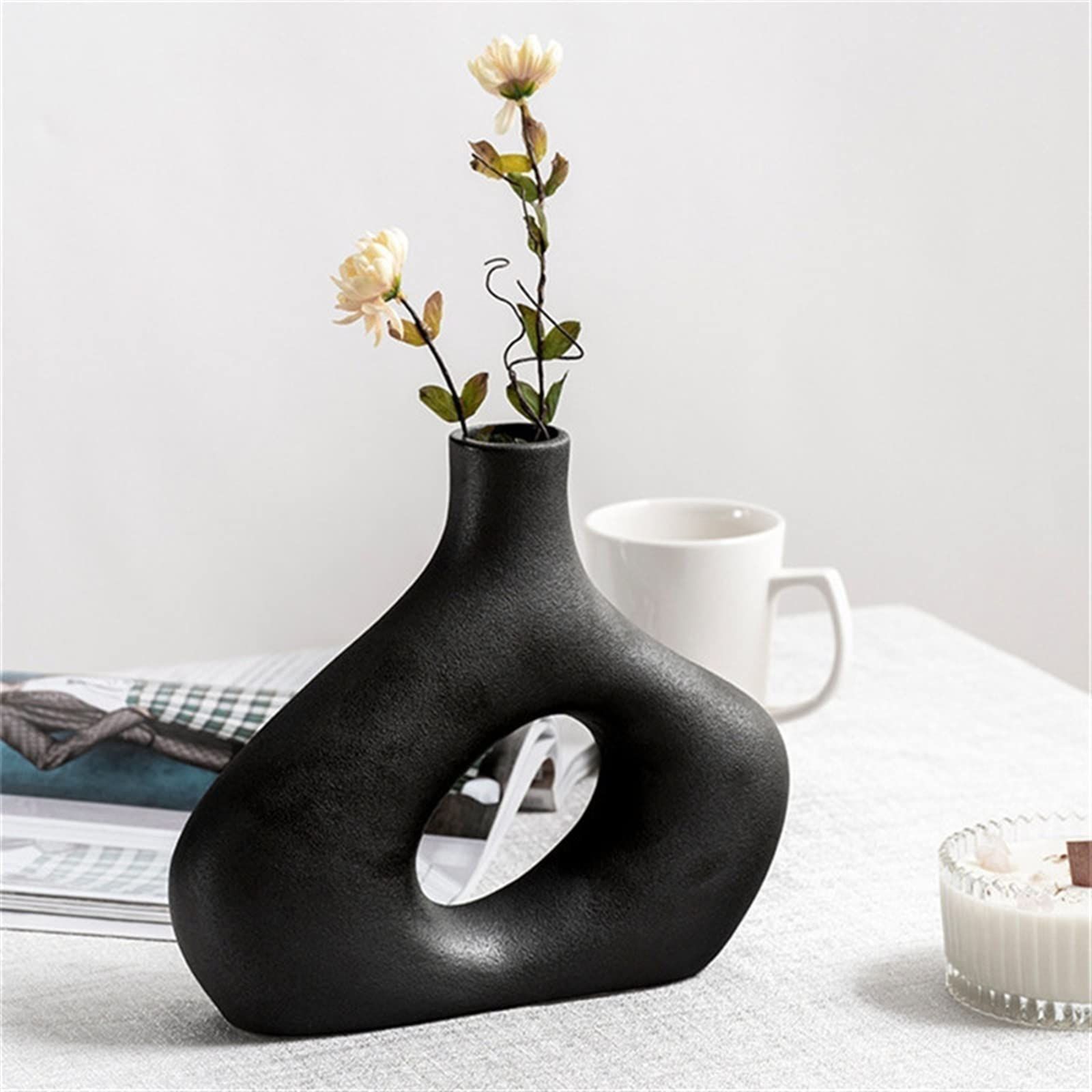 Ceramic vase ornaments, dried flowers, living room home decor, creative homestay style decorations, flower vessels — image 2