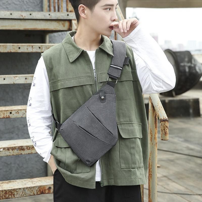 Waterproof Bag Personal Anti Theft Shoulder Man Pocket Portable Chest Travel Grey - Grey Left — image 6