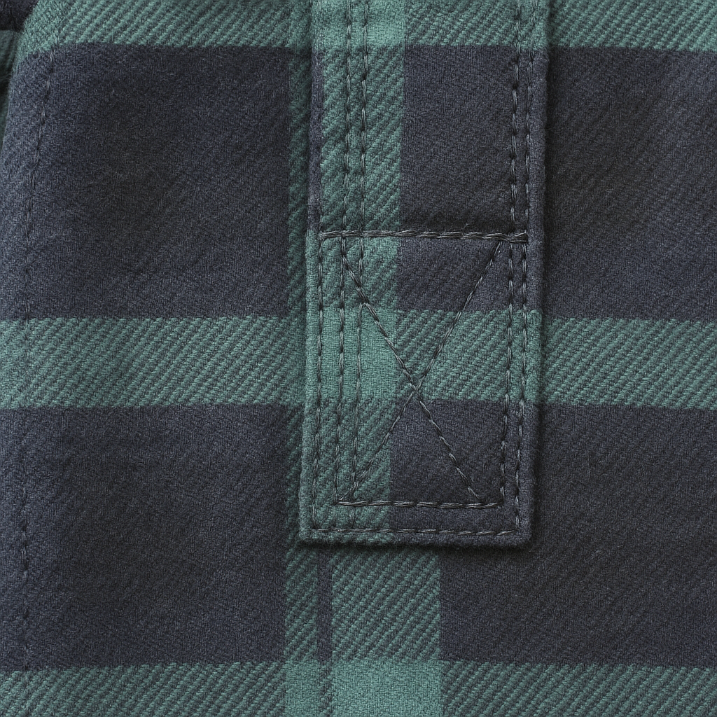 Mens Flannelette Long Sleeve Pullover Shirt 100% Cotton Flannel - Half Placket - Green/Navy — image 4