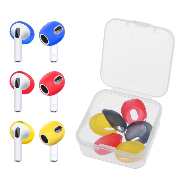 sets of earplugs for Airpods Pods 3 silicone ear caps Bluetooth compatible headphones Earplugs Ear cushions Ultra-thin anti-slip Blue red yellow โ image 2