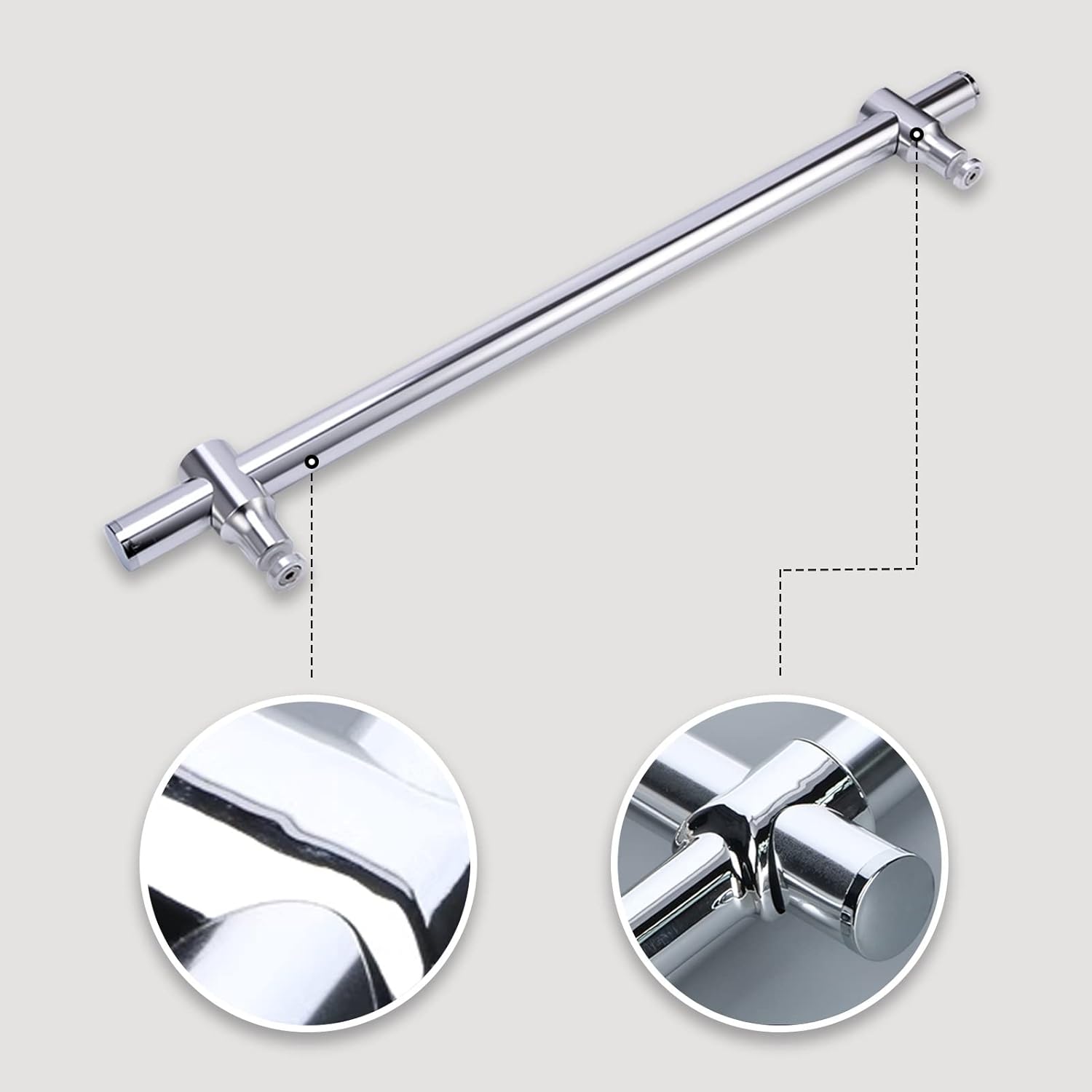 Metal Shower Glass Door Handle, Interior Shower Single Side Door Handle Grab Bar with Accessories Sets - Stainless Steel, Adjustable Hole Distance (Size — image 4