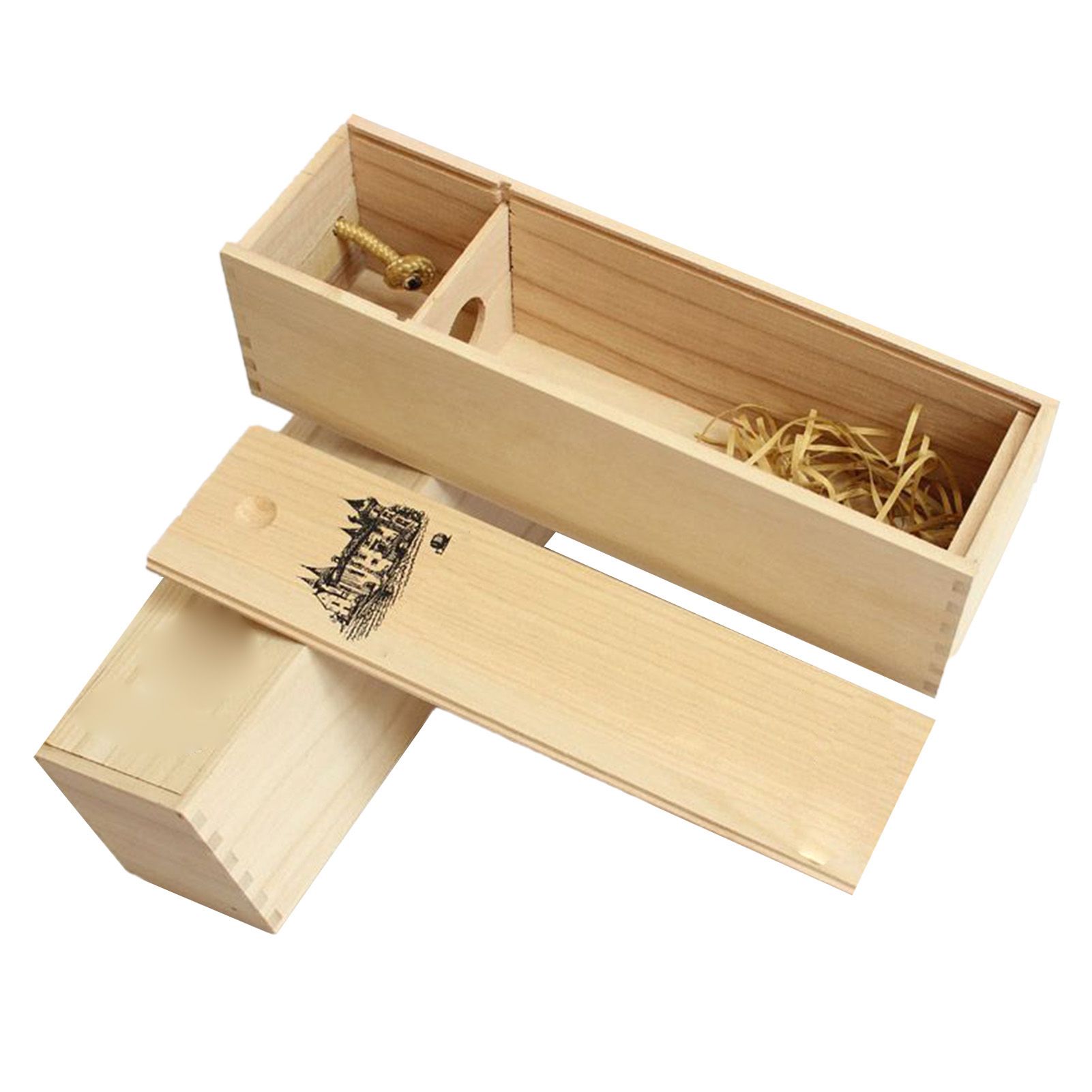 Single Bottle Wooden Wine Box with Lid Decorative Wood Grain Reusable Wine Storage Box — image 3