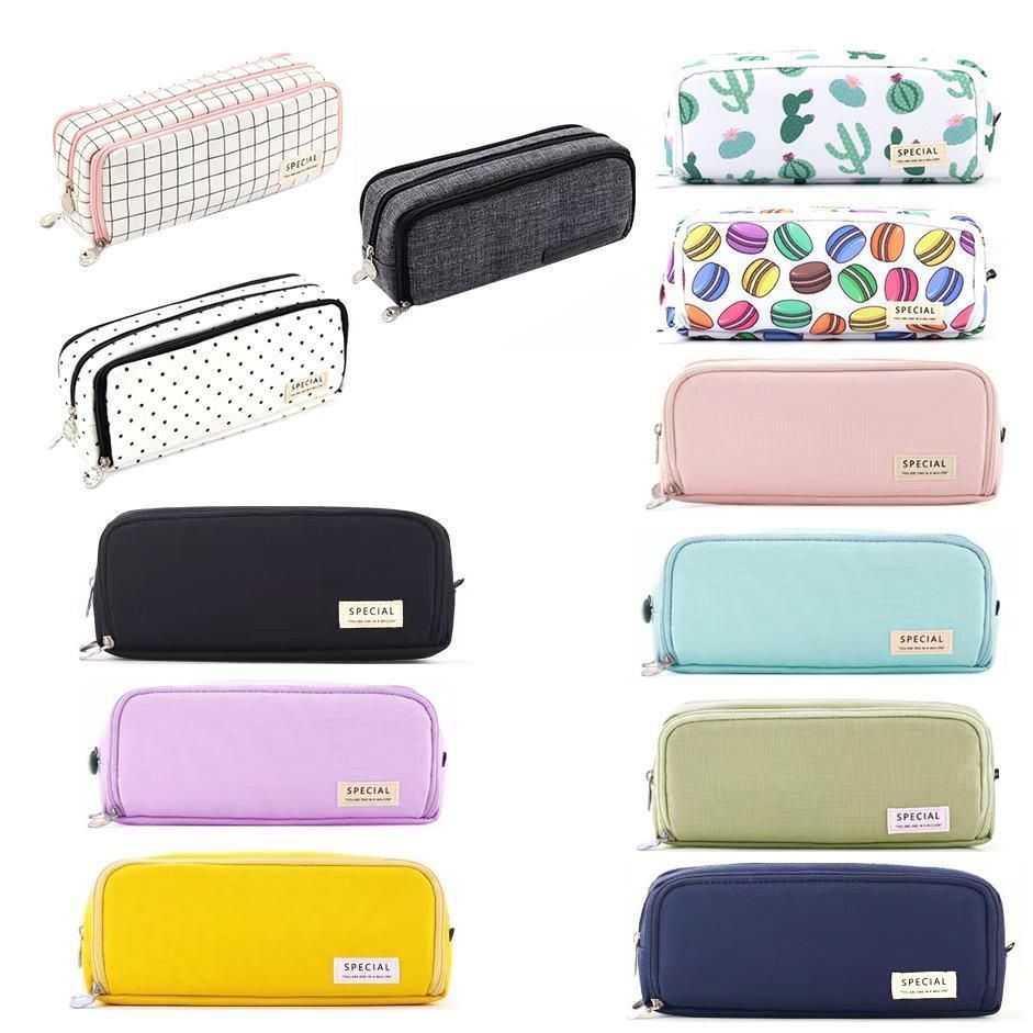 Zipper Pencil Case Large Capacity Storage Bag School Stationery Makeup Organizer - Dot — image 3