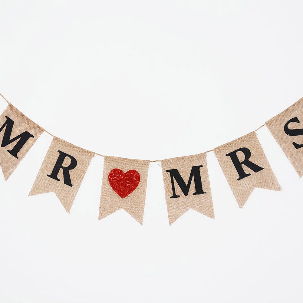 Burlap Banner Hanging Flags for Party Wedding Bridal Proposal Decoration — image 6
