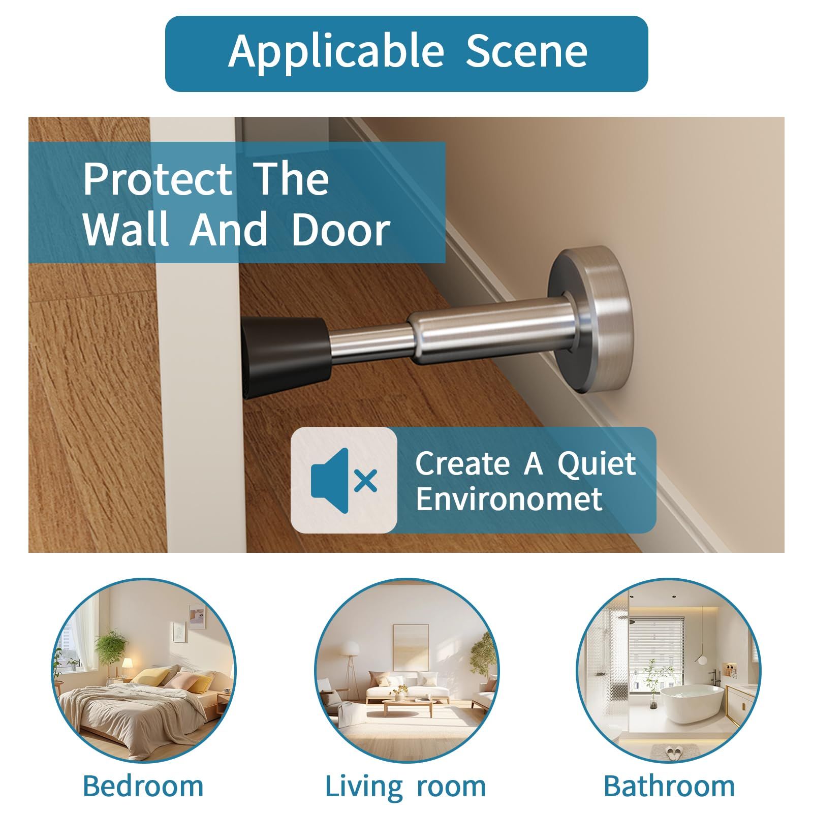 Door Stops Stainless Steel Door Stoppers with Hydraulic Shock Absorption, Natural Finish, Spring-Loaded, Height Door Stop — image 4