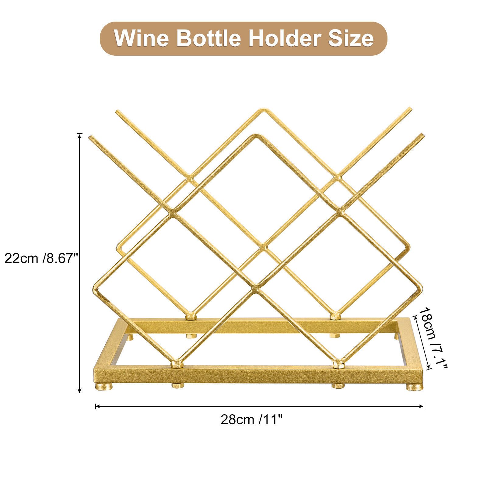 Wine Rack Countertop -5 Bottle Freestanding Modern Gold Metal Small Wine Rack Tabletop Wine Bottle Holder Stand for Cabinet Pantry — image 2