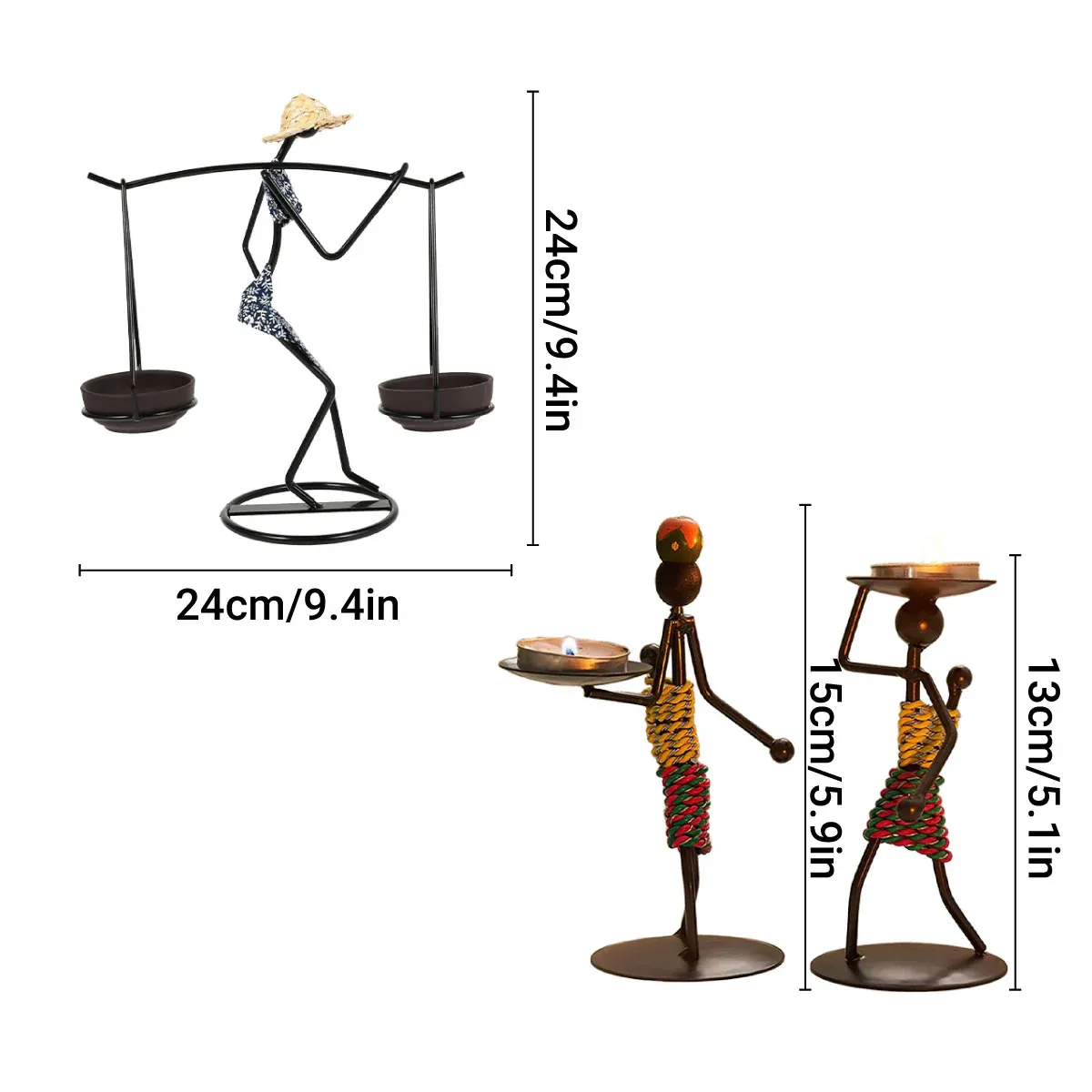 Candle Holder Stand Metal Candlestick Restaurant Table Centrepiece Display Decor - Serving Tray Set — image 4