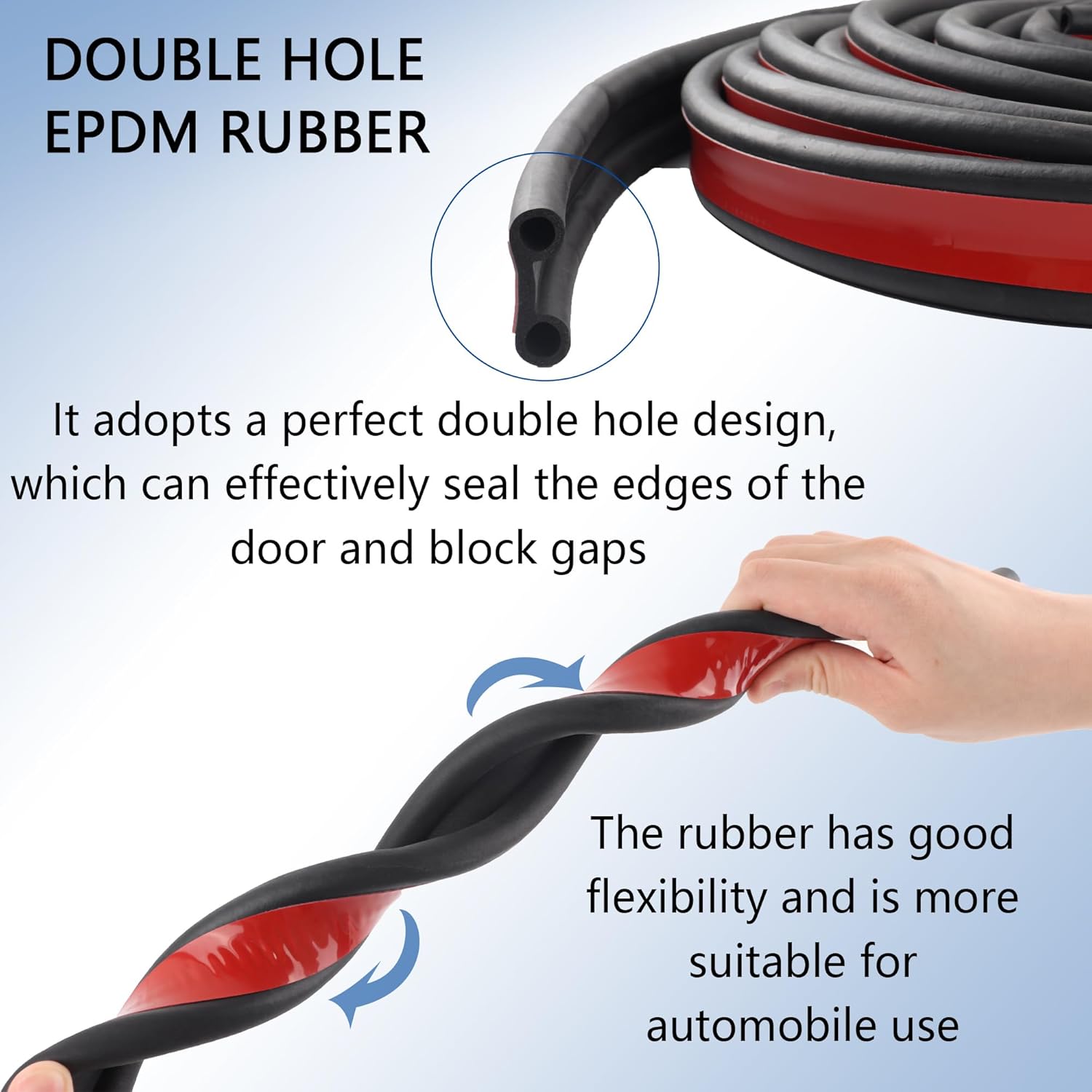 Truck Tonneau Cover Seal,Camper Shell Seal Rubber Weather Stripping with Double Hole,Universal Tailgate Seals for Pickups Trucks Campers Cars(24.6Ft) โ image 3